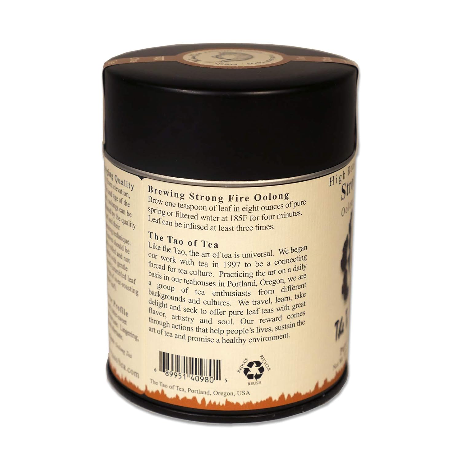 The Tao Of Tea, Strong Fire Oolong, 3.5 Ounce Tin