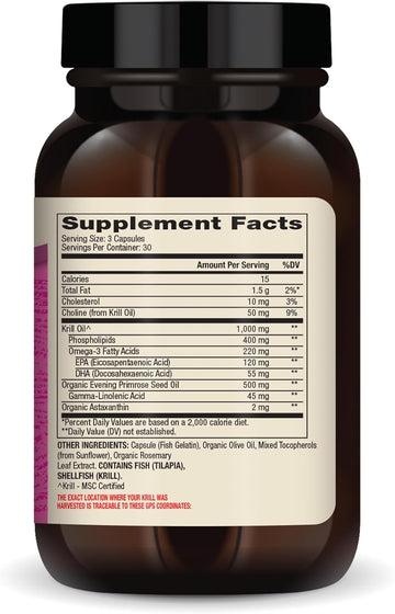 Dr. Mercola Krill Oil For Women, 30 Servings (90 Capsules), 2 Mg Astaxanthin Per Serving, With Evening Primrose Oil, Dietary Supplement, Hormonal Support, Non-Gmo, Msc Certified