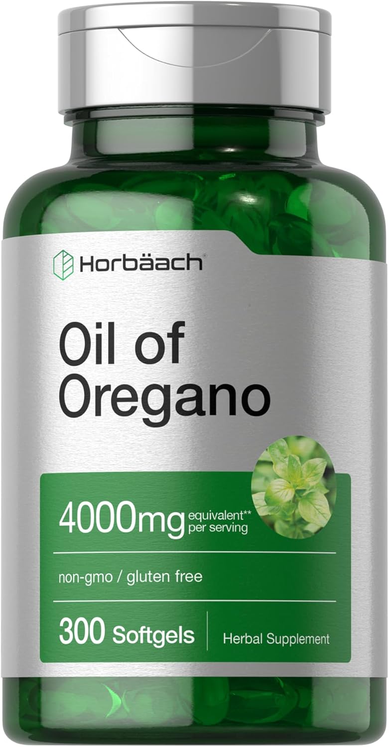 Horbäach Oregano Oil | 4000Mg | 300 Softgel Capsules | Naturally Occurring Carvacrol | Non-Gmo And Gluten Free Extract Formula