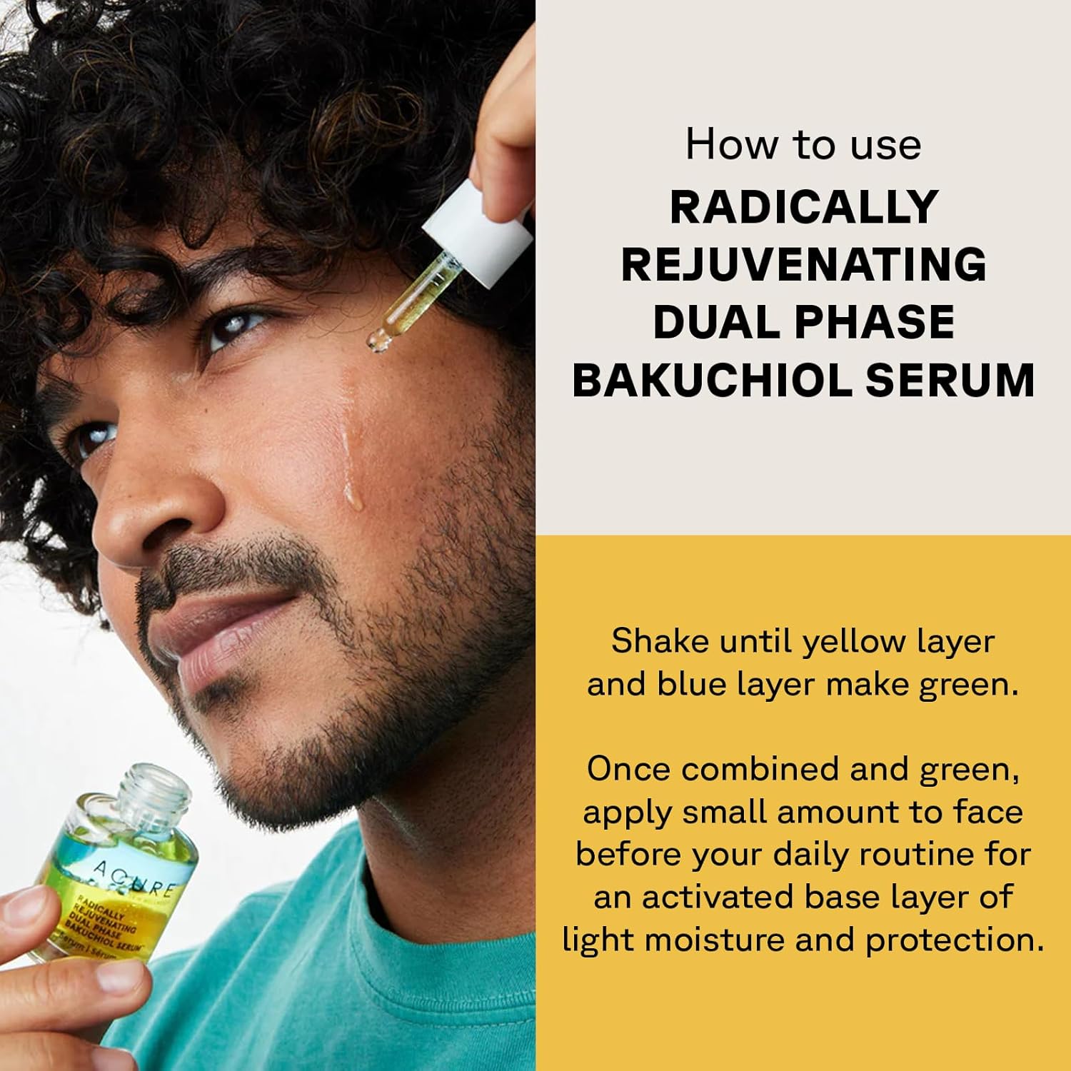 Acure Radically Rejuvenating Dual Phase Bakuchiol Serum - Anti-Aging & Soothing Skin Support - All Natural Made With Eggplant, Turmeric & Bakuchiol - Vegan Skin Care, Hydrates & Defends - 0.67 Oz : Beauty & Personal Care