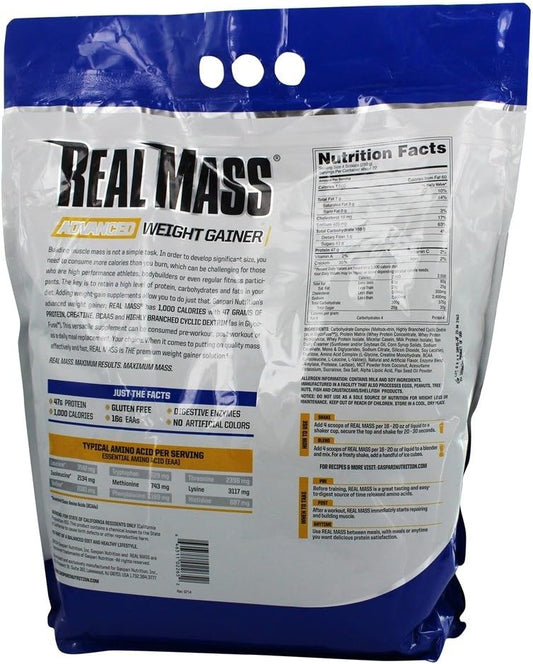Gaspari Nutrition Real Mass: Advanced Weight Gainer, Protein And Complex Carb Blend, 50G Protein, 16G Eaas, Gluten-Free, 12 Lbs (Chocolate Ice Cream)
