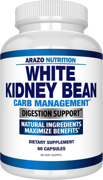 Arazo Nutrition White Kidney Bean Extract - 100% Pure Carb Blocker And Fat Absorber For Weight Support - Intercept Carbs