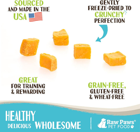 Raw Paws Freeze Dried Cheddar Cheese Treats For Dogs, 3-Oz - Crunchy Dog Cheese Puffs Made In Usa, Natural Dried Cheese For Dogs - 100% Real Wisconsin Cheddar Cheese Bites For Dogs - Dog Cheese Treats