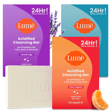 Lume Acidified Body Cleansing Bar - 24 Hour Odor Control - Removes Odor Better Than Soap - Moisturizing Formula - Formulated Without Sls Or Parabens - Ob/Gyn Developed - 5 Ounce (Unscented)