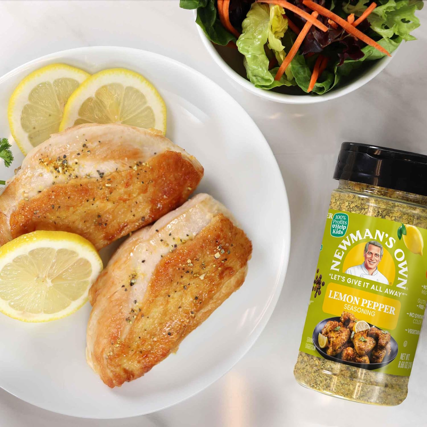 Newman'S Own Lemon Pepper Seasoning; Great Zesty Flavor; Perfect Spices For Cooking Wings; No Msg, Gluten Free; Kosher; 8.68 Oz. Bottle