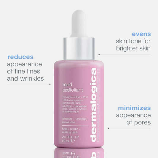 Dermalogica Liquid Peelfoliant With Glycolic Acid, Face Exfoliator Peel With Aha Bha Pha, Smooths Fine Lines And Wrinkles, Unclogs Pores, And Improve Skin Tone - 2 Fl Oz