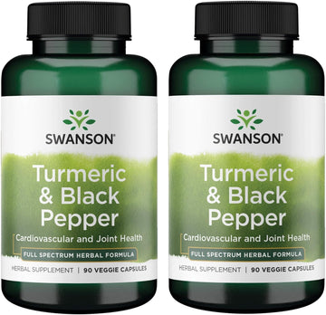 Swanson Premium- Turmeric '&' Black Pepper - Antioxidant, Digestion '&' Joint Support - 90 Veg Caps (2 Pack)