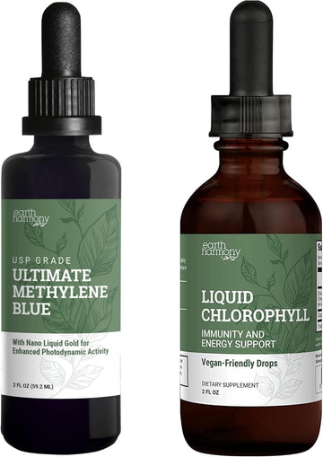 Earth Harmony Organic Chlorophyll & Methylene Blue - 2 Fl Oz Each