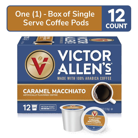 Victor Allen'S Coffee Caramel Macchiato Flavored, Medium Roast, 12 Count, Single Serve Coffee Pods For Keurig K-Cup Brewers