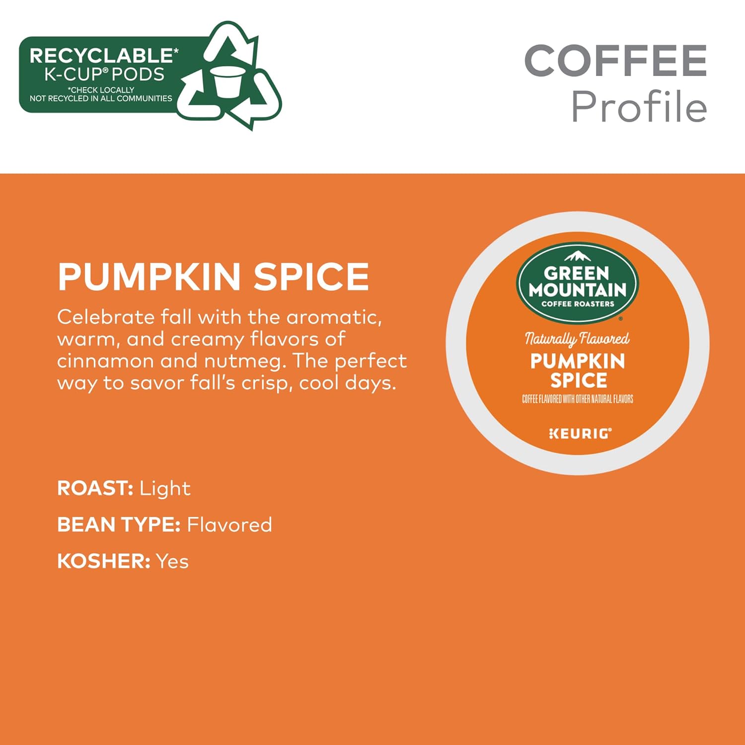 Green Mountain Coffee Roasters Pumpkin Spice Coffee, Keurig Single-Serve K-Cup Pods, Light Roast, 96 Count (4 Packs of 24) : Grocery & Gourmet Food