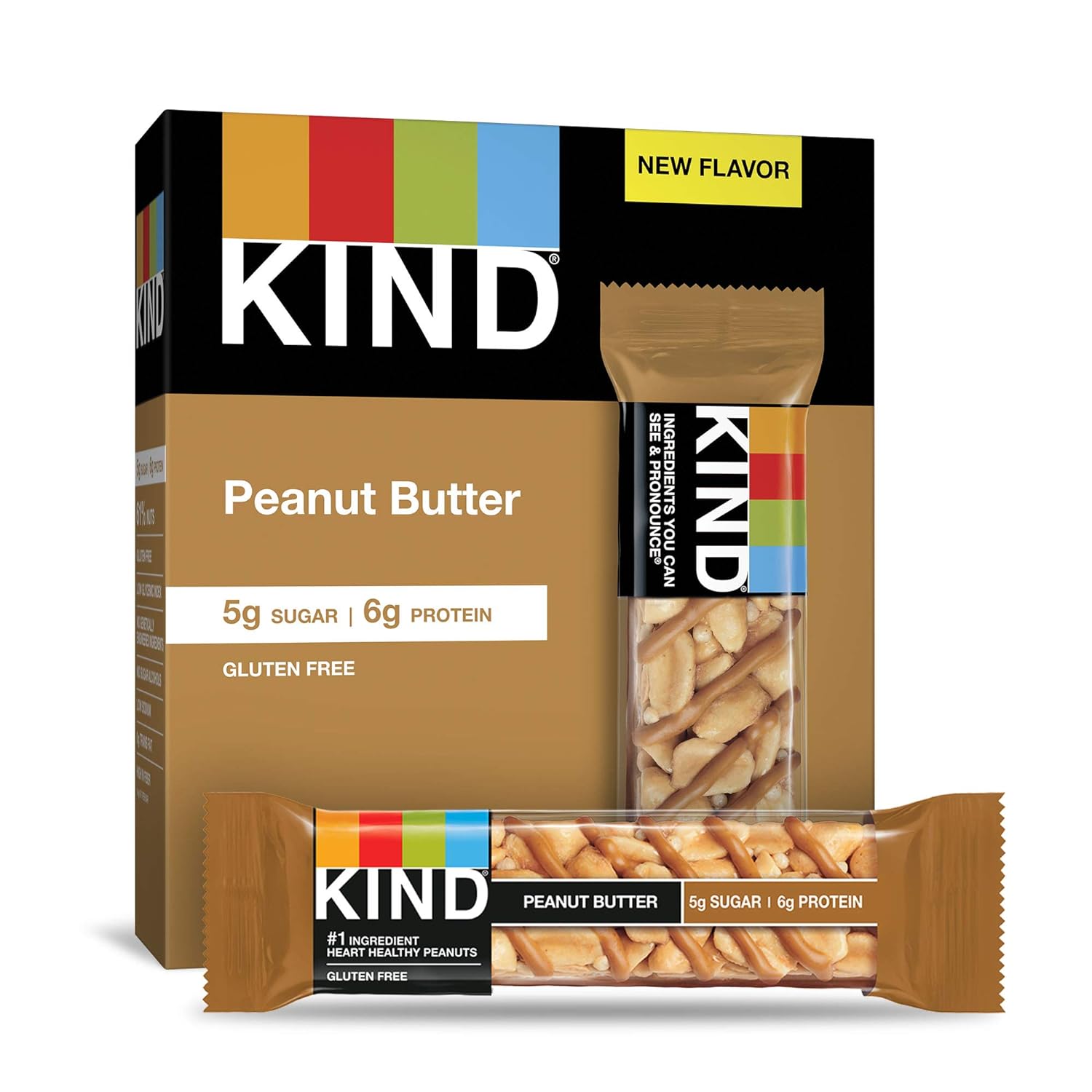 Kind Nut Bars, Peanut Butter, 1.4 Ounce - 12 Count (Pack Of 1), Gluten Free, 5G Sugar, 6G Protein