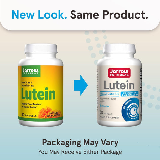 Jarrow Formulas Lutein 20 Mg With Zeaxanthin, Dietary Supplement For Visual Function And Macular Health Support, 60 Softgels, 60 Day Supply