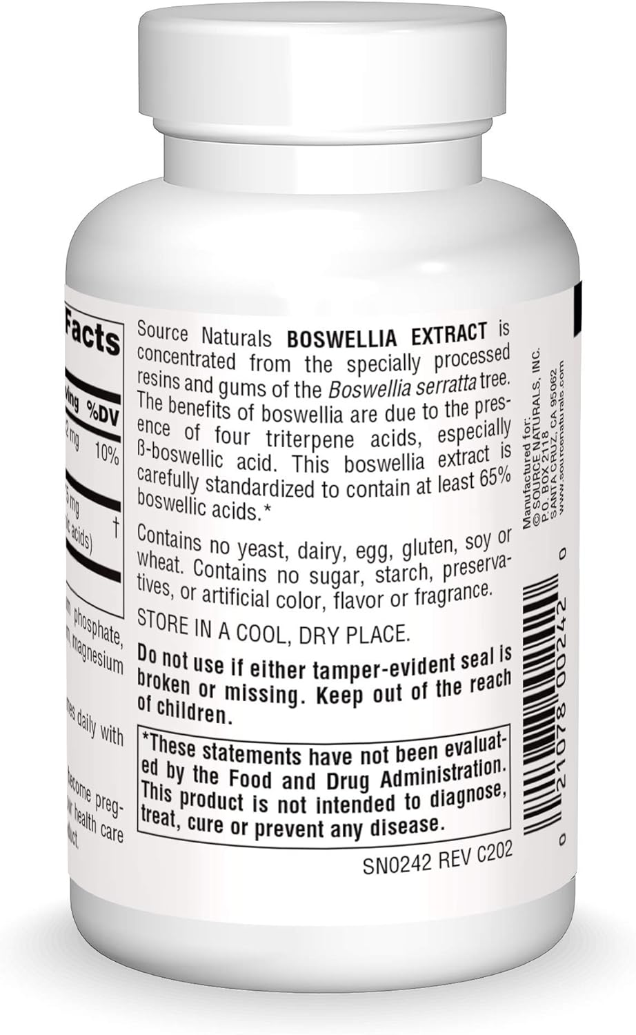 Source Naturals Boswellia Extract 243 mg Dietary Supplement - 100 Tablets