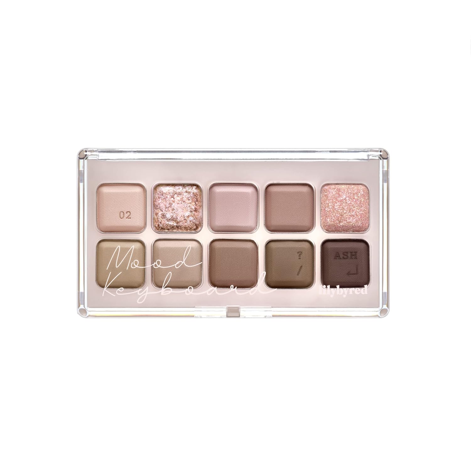 Lilybyred Mood Keyboard Eyeshadow Palette | Soft Neutral Ash Color, Long-Wearing, Glitter, Clear Watercolor | Palette With Easy Color Matching For All | K-Beauty (02#Ash Mauve)