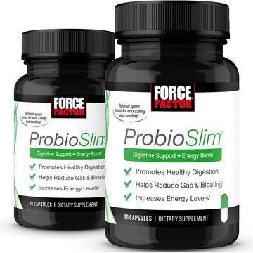 FORCE FACTOR ProbioSlim, 2-Pack, Probiotic Supplement for Women and Men with Probiotics and Green Tea Extract, Reduce Gas, Bloating, Constipation, Support Digestive Health & Gut Health, 60 Capsules