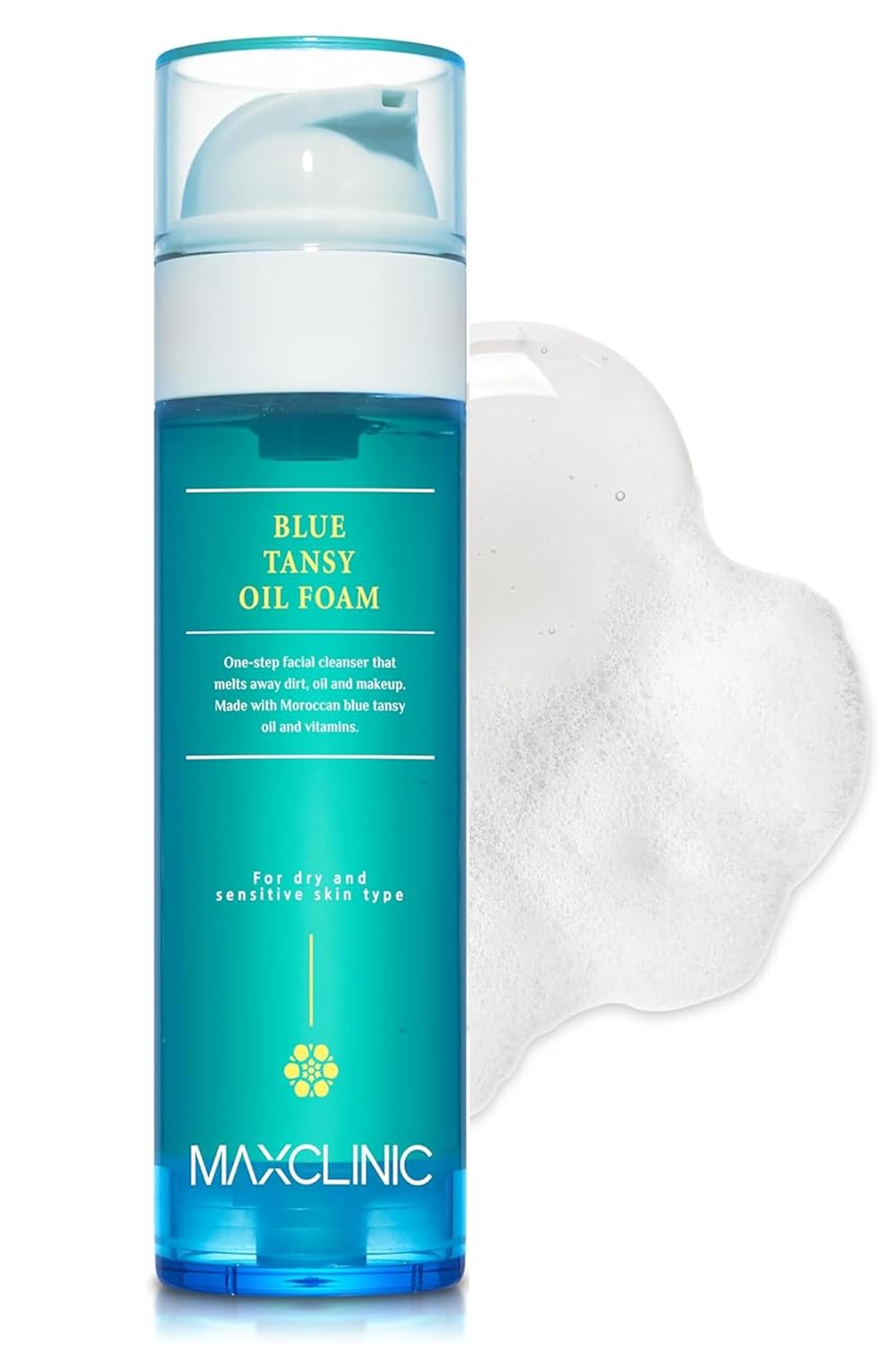 K-Beauty Blue Tansy Cleansing Oil To Foam | Daily Face Wash Oil Based Cleanser To Foam | Korean Oil Foaming Face Cleanser | Hydrating Facial Cleanser For Dry Sensitive Skin (3.88 Oz)