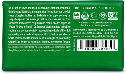 Dr. Bronner's - Pure-Castile Bar Soap (Almond, 5 oz, 6-Pack) - Made with Organic Oils, For Face, Body & Hair, Gentle & Moisturizing, Biodegradable, Vegan, Cruelty-free, Non-GMO