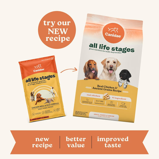 Canidae All Life Stages Premium Dry Dog Food For All Breeds, All Ages, Chicken Meal & Rice Recipe, 27 Lbs