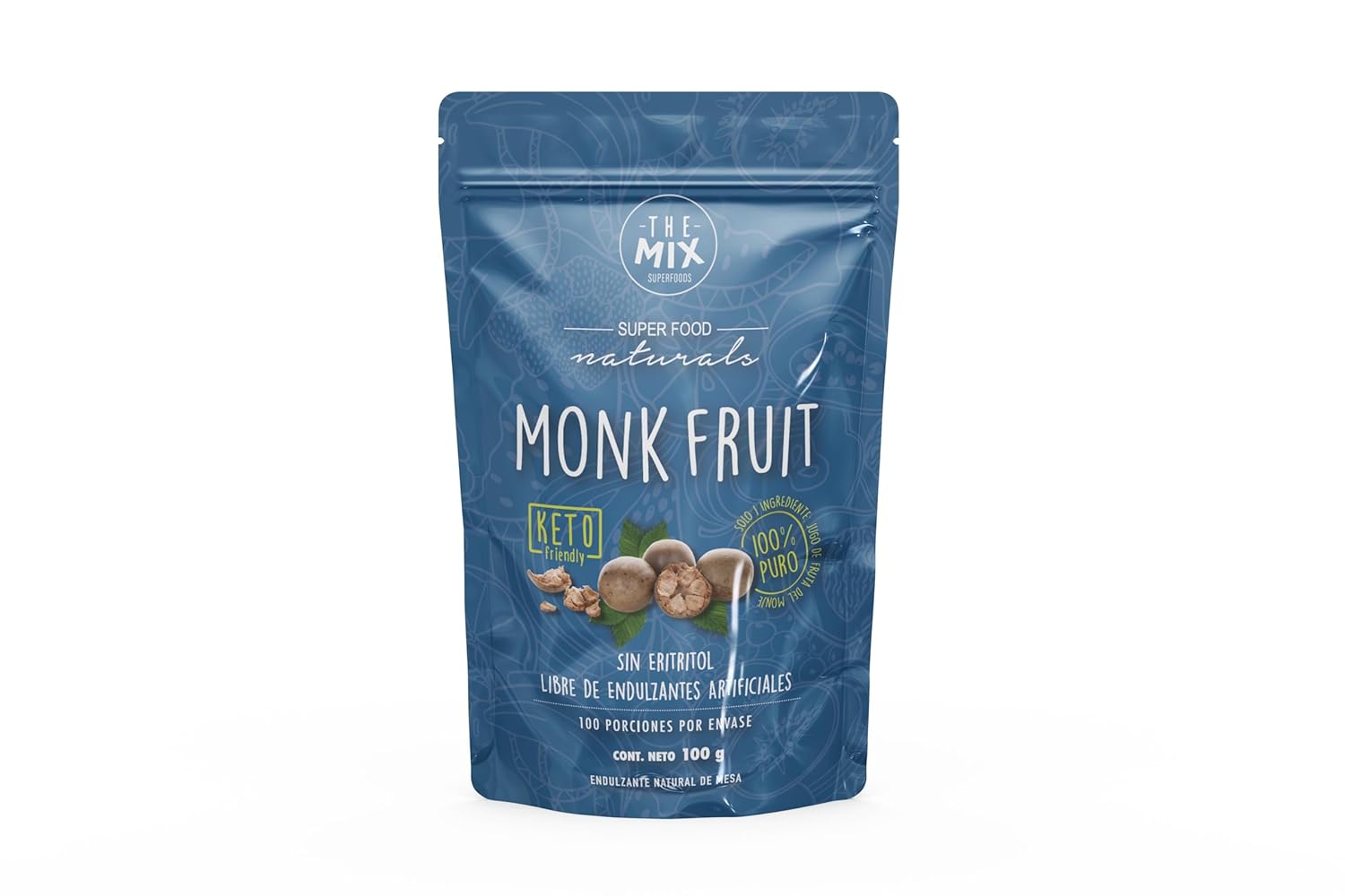 The Mix Superfoods - Monk Fruit 100% Pure - Monk Fruit Without Erythritol - Suitable For Diabetics - 10 Times Sweeter Than Sugar - 3.5 Oz (100 G)