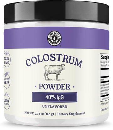 Colostrum Powder 40% Igg  Usa Sourced Bovine Colostrum Supplement For Immune Support, Gut Health, Muscle Recovery, And Overall Wellness - Single Ingredient, No Additives, Non-Gmo - 60 Servings