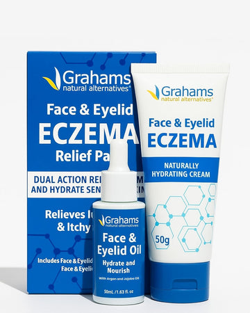 Grahams Natural Face & Eyelid Relief Pack – Clinically Proven Eczema Face Cream (50G) + Eyelid Oil (50Ml) – Soothing Treatment For Dry, Itchy Skin, & Dermatitis | Steroid-Free For Sensitive Skin