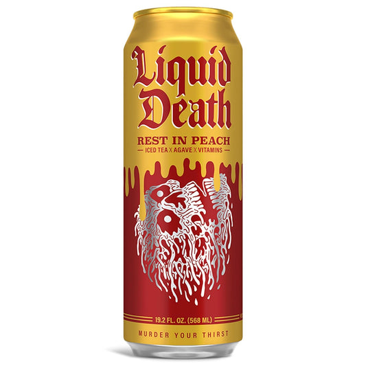 Liquid Death Iced Black Tea, Rest In Peach 19.2 Oz King Size Cans (8-Pack)