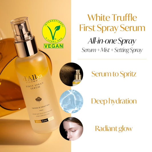 d'Alba Italian White Truffle Vegan Gift Set - First Spray & Nourishing Hand Cream Serum, Mother's Day Skincare