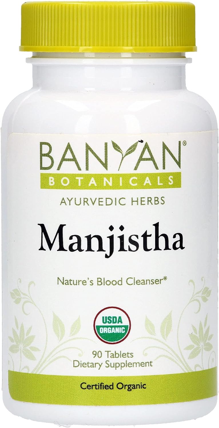 Banyan Botanicals Manjistha Tablets – Made from Pure Manjistha Powder – Organic Skin Supplement for Natural Blood Cleanse & Lymphatic System Support* – 90 Tablets – Non-GMO Sustainably Sourced Vegan