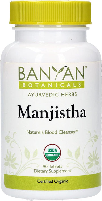 Banyan Botanicals Manjistha Tablets – Made from Pure Manjistha Powder – Organic Skin Supplement for Natural Blood Cleanse & Lymphatic System Support* – 90 Tablets – Non-GMO Sustainably Sourced Vegan