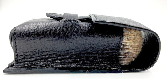 Parker Genuine Leather Shaving Brush Case – Handmade Black Travel Holder For Standard Badger, Boar & Synthetic Brushes