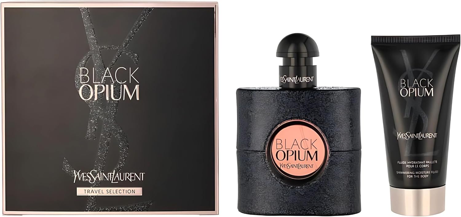 Yves Saint Laurent Black Opium Eau De Parfum Spray 50Ml & Shimmering Moisturising Fluid 50Ml