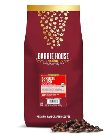 Barrie House Arrosto Scuro Italian Roast Whole Bean Coffee, 2 Lb Bag | Fair Trade Organic Certified | Dark Roast | Smokey And Bold Flavor | 100% Arabica Coffee Beans