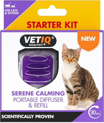VETIQ Serene Calming Portable Diffuser Starter Kit For Cats & Kittens, Help Calm, Relax & Ease Separation Anxiety, Anxiousness or Hyperactivity, No Plugs or Electricity Needed, Diffuser & 6 ml Refill?6709