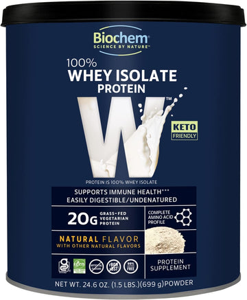Biochem, Whey Protein Powder, 20g of Protein to Support Muscles and Intense Workouts, Natural, 24.6 oz
