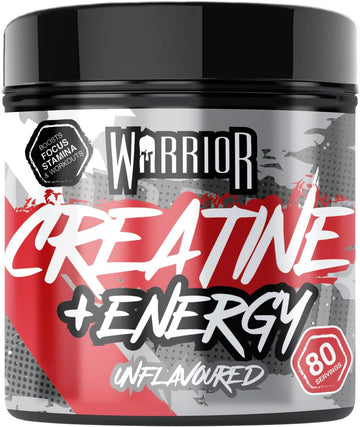 Warrior Creatine Monohydrate Powder + Energy 360G - Formulated As A Pre Workout To Fuel Performance And Support Muscle Recovery - Contains Caffeine & Vitamins - 80 Servings (Unflavoured)