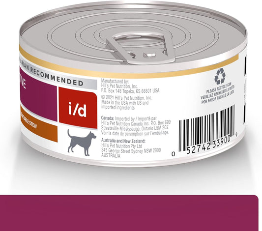 Hill'S Prescription Diet I/D Digestive Care Chicken & Vegetable Stew Canned Dog Food, Veterinary Diet, 5.5 Oz., 24-Pack Wet Food, White