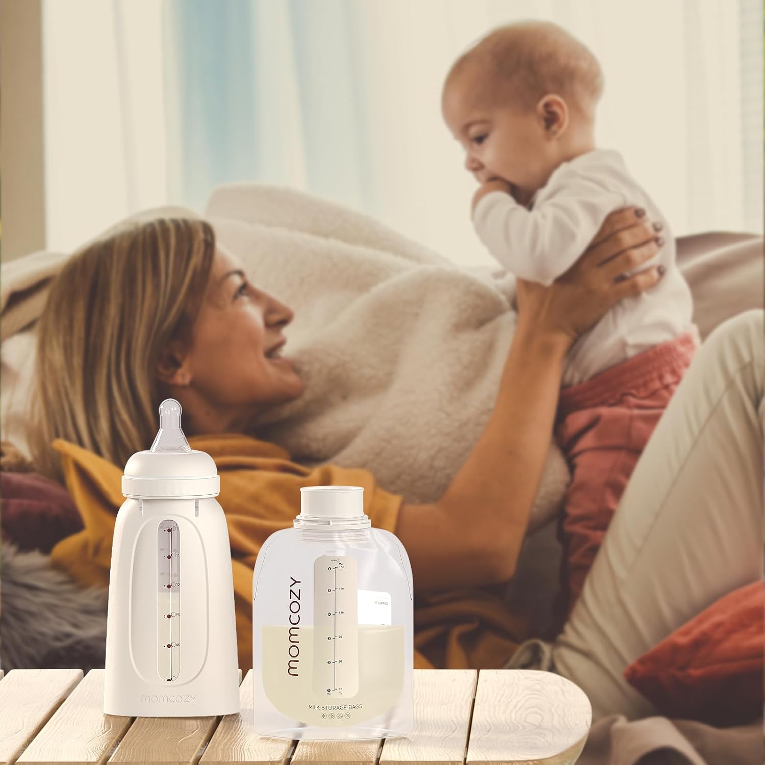 Momcozy Natural Nipples for Breast Milk, Seamless Transition Between Bottle and Breast, Helps Relieve Colic (Slow Flow/Natural Flow), for Momcozy Disposable Baby Bottle Kit, White : Baby