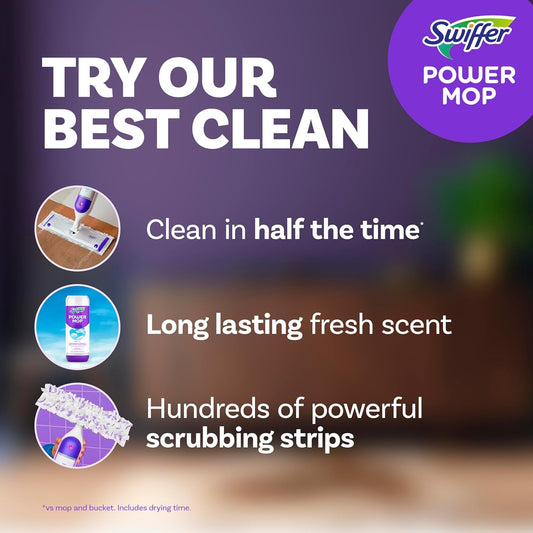 Swiffer Powermop Multi-Surface Mop Kit For Floor Cleaning, Fresh Scent, Mopping Kit Includes Powermop, 2 Mopping Pad Refills, 1 Floor Cleaning Solution With Fresh Scent And 2 Batteries