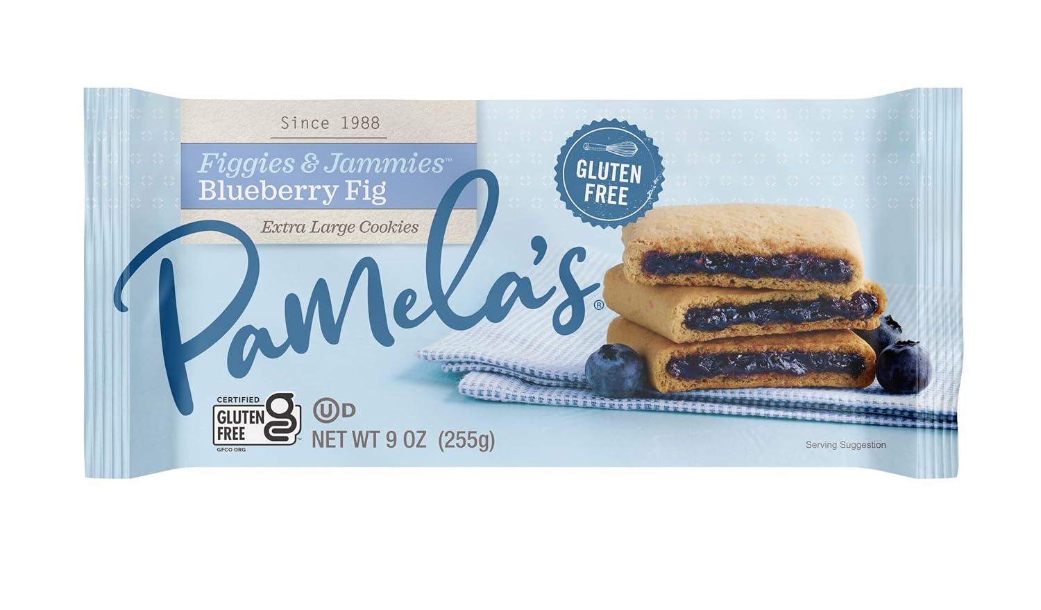 Pamela's Products Gluten Free Figgies & Jammies Cookies, Blueberry and Fig, 9 Ounce (Pack of 6)