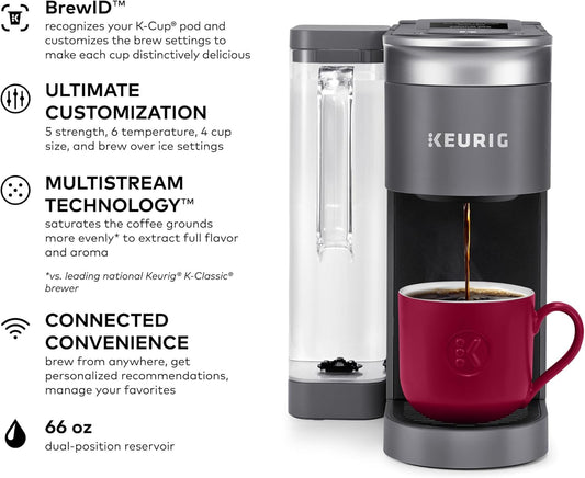 Keurig K-Supreme Smart Coffee Maker, Multistream Technology, Brews 6-12Oz Cup Sizes, Gray