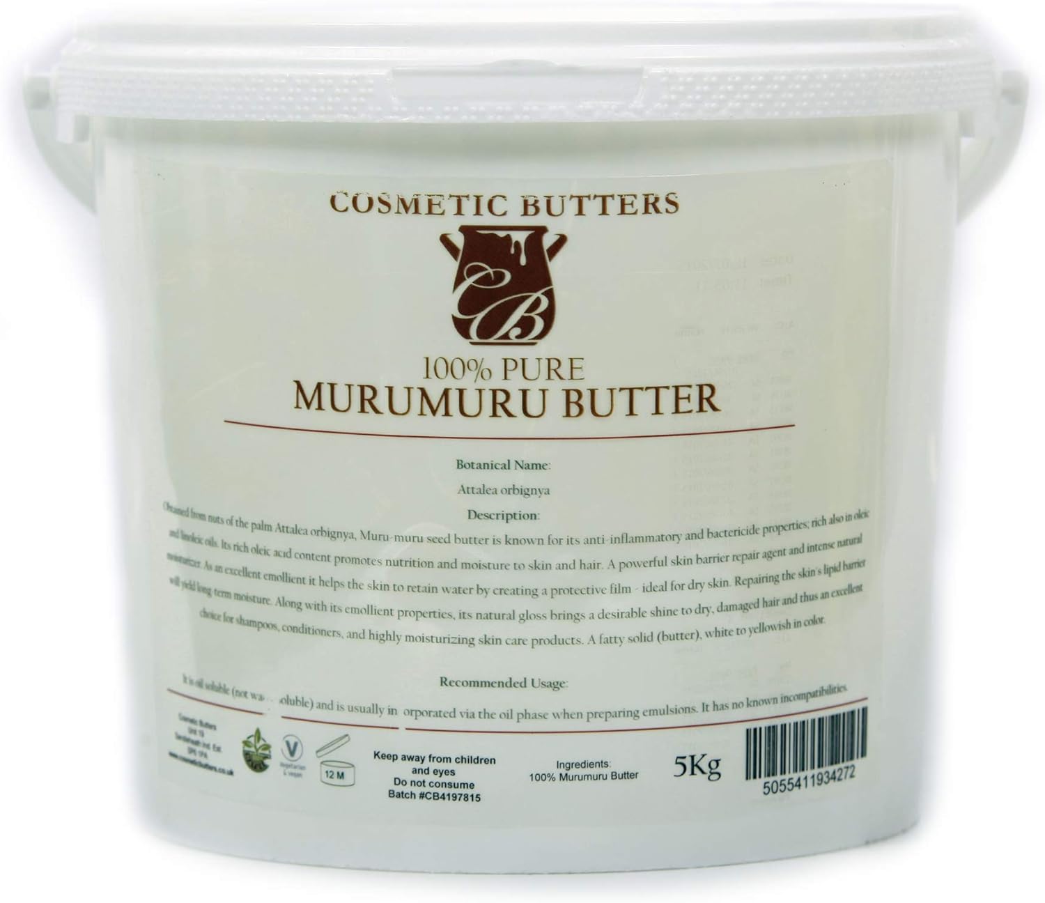 Cosmetic Butters Mystic Moments | Murumuru Butter Virgin Butter 5Kg - Pure & Natural Vegan Gmo Free