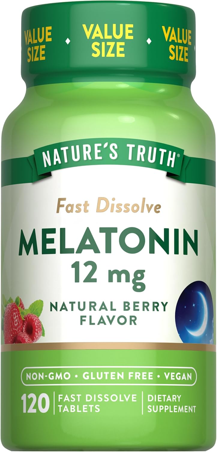 Melatonin Fast Dissolve | 12Mg | 120 Tablets | Natural Berry Flavor | Vegan, Non-Gmo & Gluten Free Supplement | By Nature'S Truth