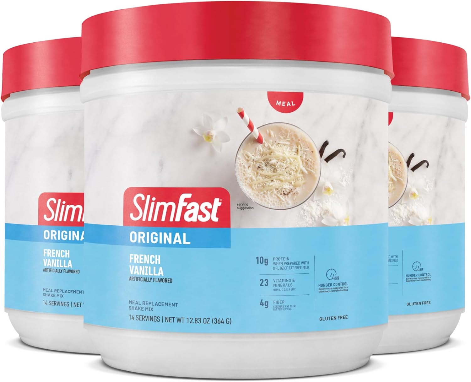 Slimfast Original Meal Replacement Powder, French Vanilla, Shake Mix, 10G Of Protein, 14 Servings (Pack Of 3) (Packaging May Vary)