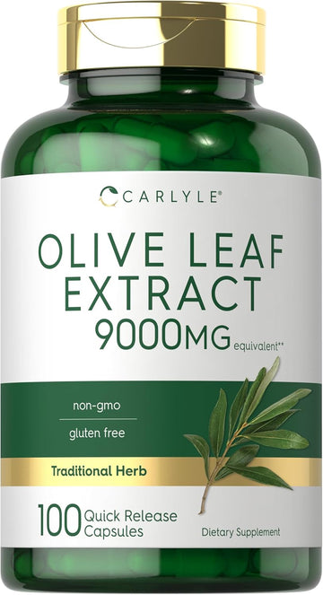 Carlyle Olive Leaf Extract Capsules | 9000Mg | 100 Count | Non-Gmo, Gluten Free | High Potency Supplement