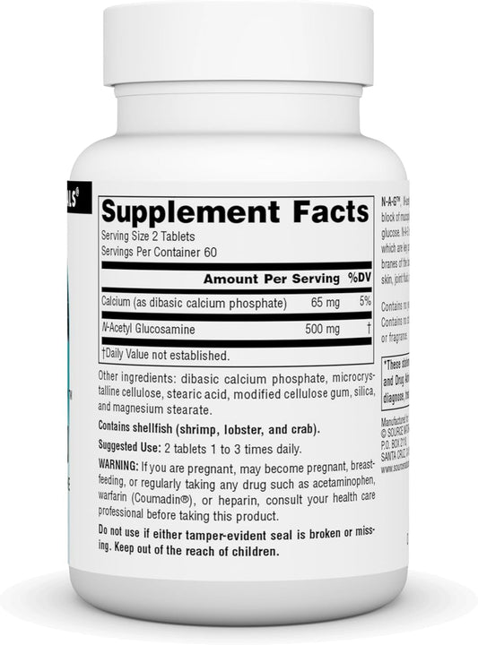 Source Naturals N-A-G 250 Mg N-Acetyl Glucosamine For Joint Support And Intestinal Lining - 120 Tablets