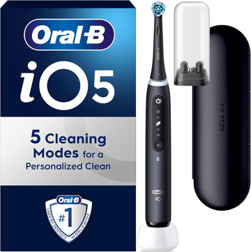 Oral-B Io5 Electric Toothbrushes For Adults, 1 Toothbrush Head & Travel Case, 5 Modes With Teeth Whitening, Uk 2 Pin Plug, Black