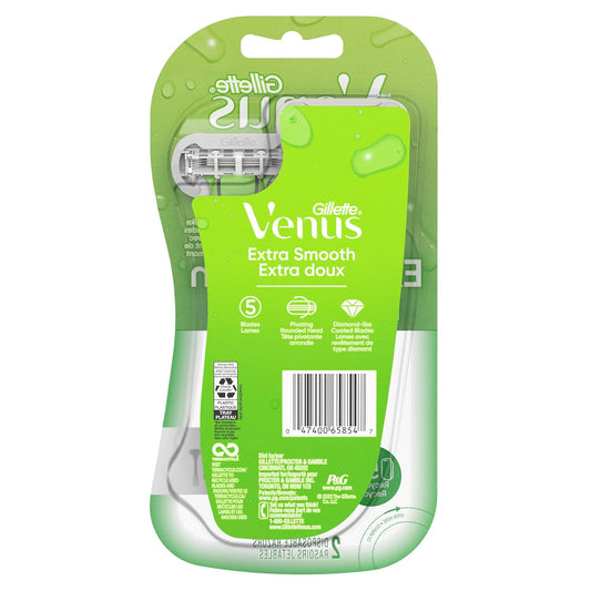 Gillette Venus Extra Smooth Green Disposable Women'S Razors, 2 Count