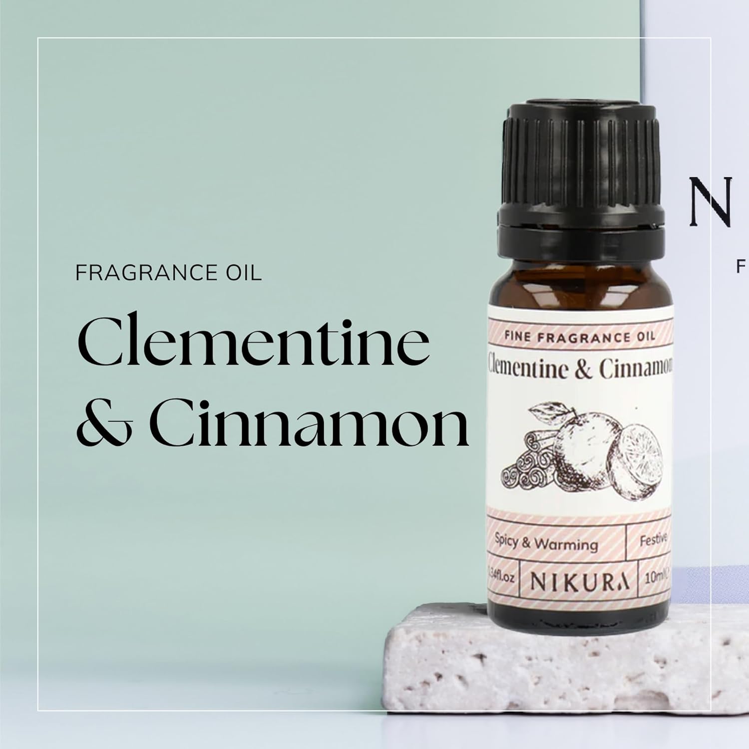 Nikura Clementine & Cinnamon Fine Fragrance Oil - 10ml | Perfect for Soap Making, Candle Making, Wax Melts, Diffuser | Great for use in Bath Bombs, Perfume Oil, Perfume Scents | Vegan & UK Made : Amazon.co.uk: Health & Personal Care