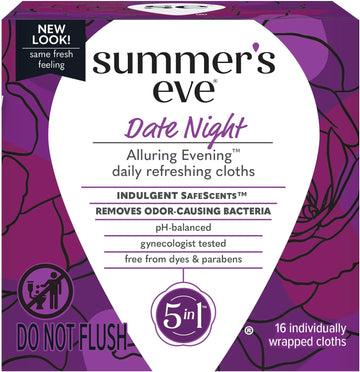 Summer's Eve Date Night Feminine Cleansing Wipes Pre/Post-Intimacy Cleansing, 16 Count