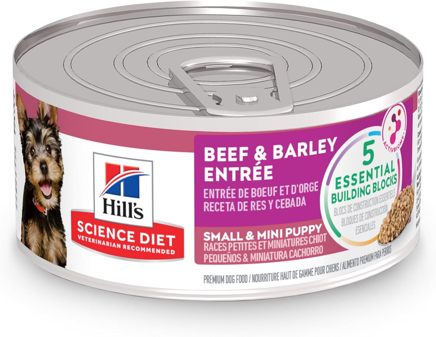 Hill'S Science Diet Puppy, Puppy, Small & Mini Breeds Puppy Premium Nutrition, Wet Dog Food, Beef & Barley Loaf, 5.8 Oz Can, Case Of 24